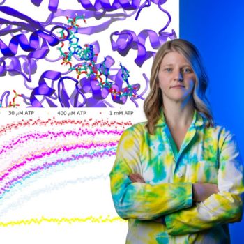 Kelly Du Pont in colorful lab coat