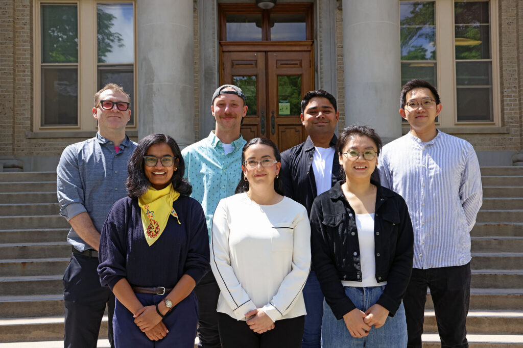 Summer 2025 Fellows, top row, from left: Greg Pugh, Andrew Dillon, Aniruddha Vijay Savargaonkar, and Jui-Hsiang Lo; bottom row, from left: Bhavya Sinha, Karla Cureno Hernandez, Duoyu Wang. Not pictured: Logan Dean, Prasiddha (Sid) Shakya, and Riana Slyter.